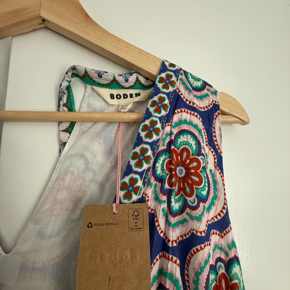 Boden Green Serena cotton tie maxi dress NWT - Picture 6 of 8